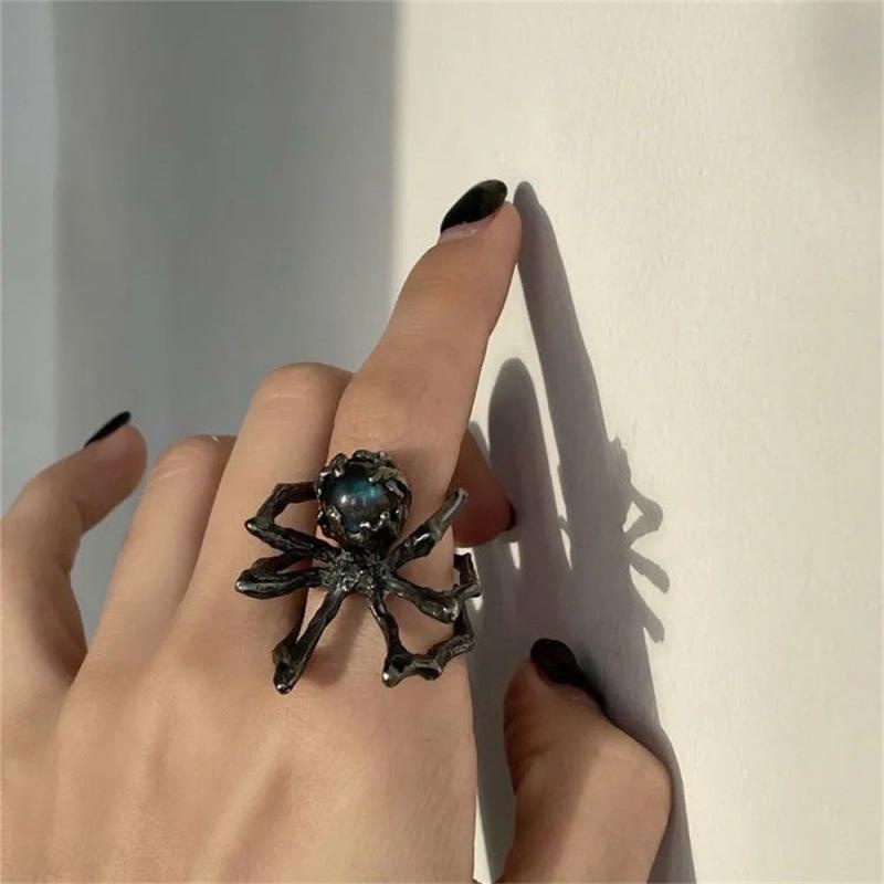 Cincin Desain Laba-Laba Gaya Gothic Punk Untuk Wanita