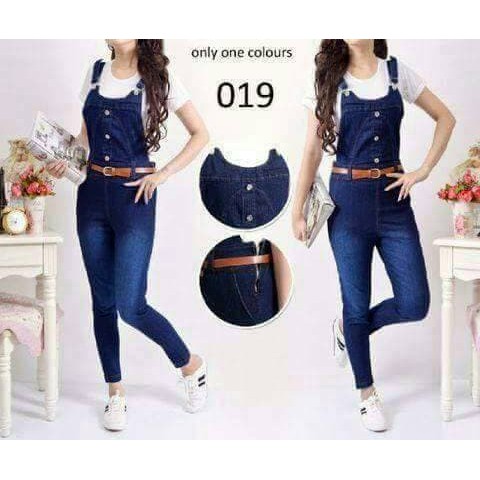 celana kodok Overall jeans sudah termasuk inner putih dan tali gesper