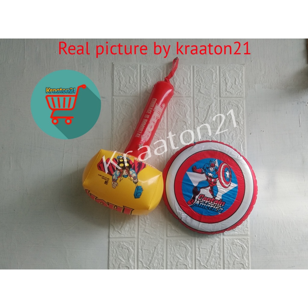 balon tameng captain amerika dan hammer thor / balon tiupan / hammer thor / tameng captain amerika
