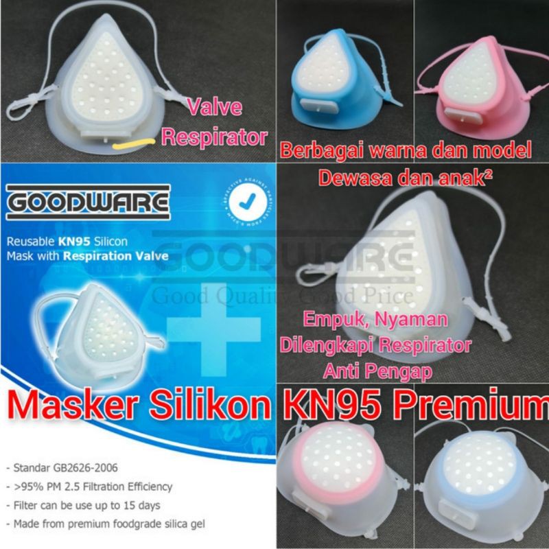 Masker Premium Silikon Super Nyaman Empuk Headloop Soft Silicon Mask KN95 PM2.5