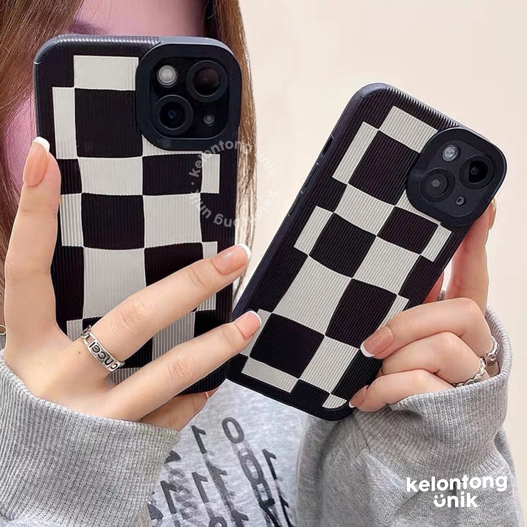 For iPhone - Black White Checkered Case