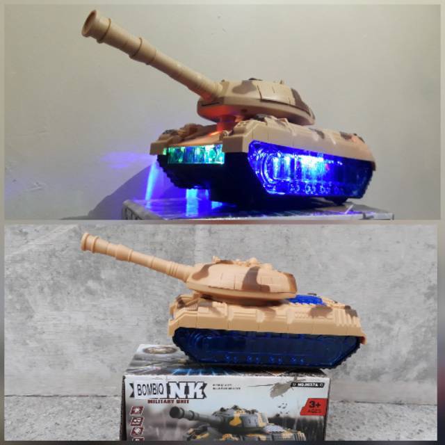 mainan tank bisa jalan suara lampu - anak edukasi miniatur lapis baja