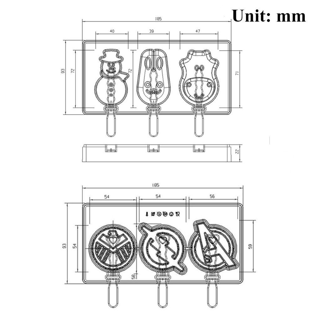 SOLIGHTER Silicone Ice Cream Mould with Cover Cartoon Ice Pop Maker Dessert Mold