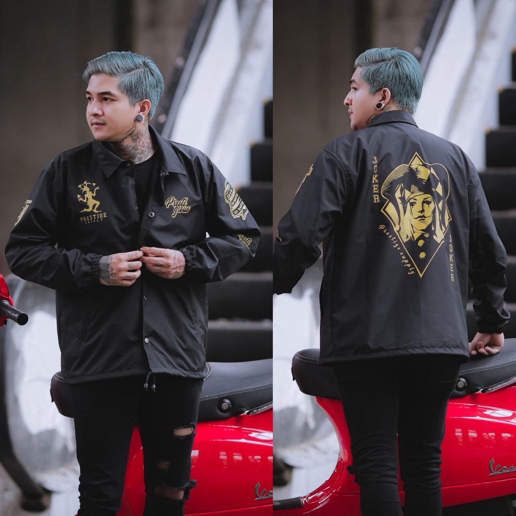 JAKET PRIA - JAKET COACH SALVIO HEXIA - JAKET WINDBREAKER - JAKET PARASUT PRIA - JAKET PARASUT - JAKET COACH ORIGINAL - JAKET COACH ANAK - JAKET COACH PRIA - JAKET COACH WANITA -  JACKET PRIA - JAKET CASUAL - JAKET MOTOR -  JAKET COWOK - JAKET COWO-Hitam Joker Gold HC