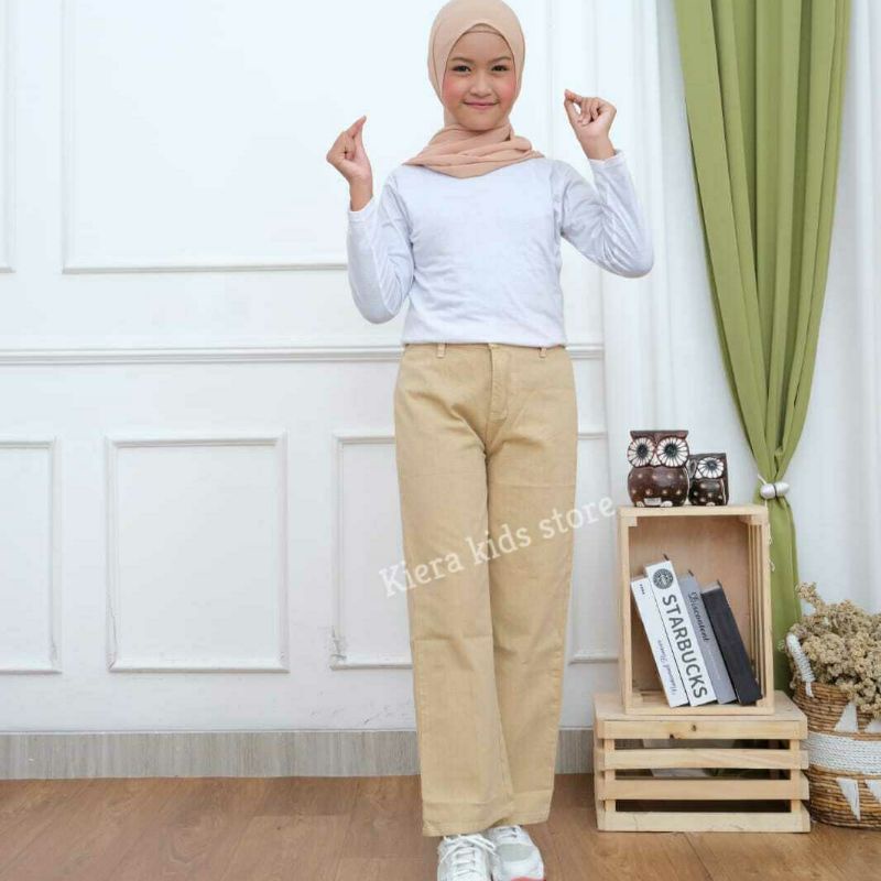 Highwaist kulot jeans premium anak perempuan usia 8-14 thn