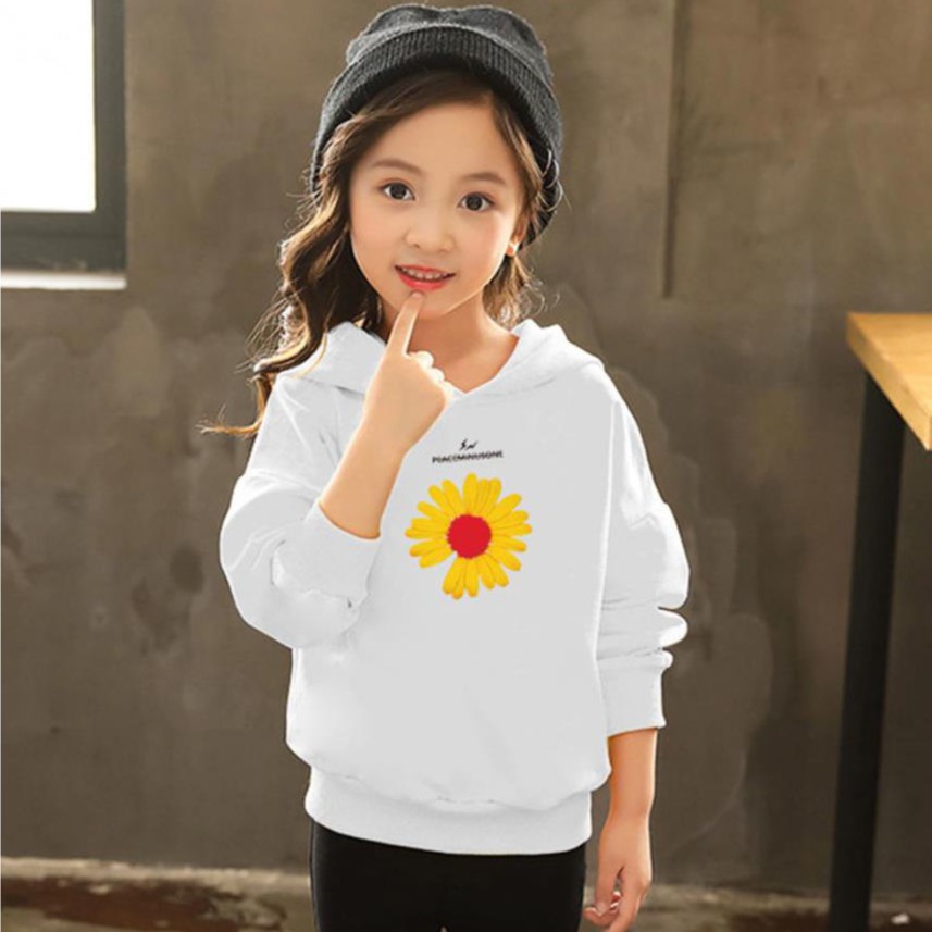 Sweater Anak Daisy Flower Hoodie Anak Fleece Pakaian Anak Perempuan