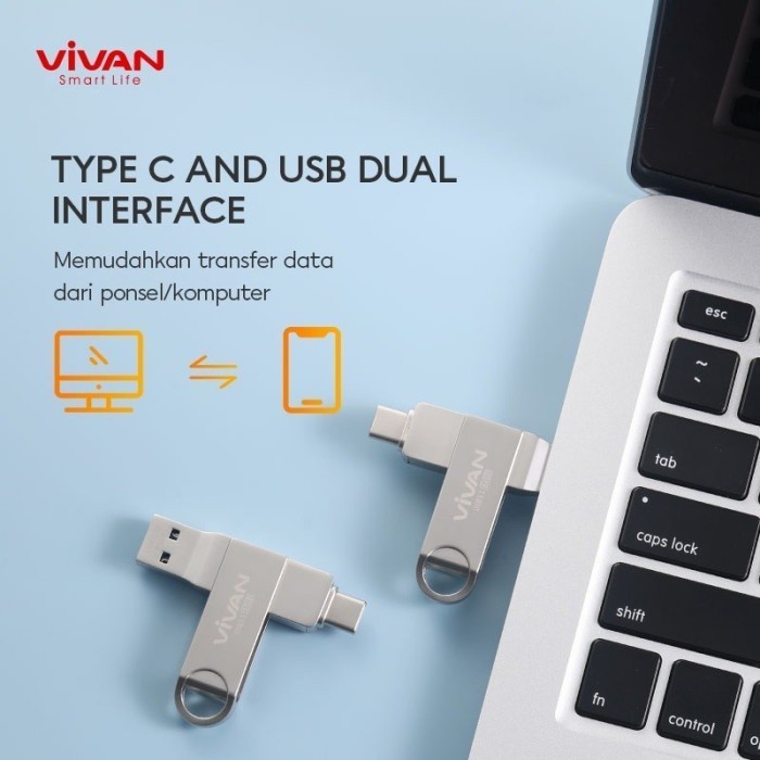 Vivan VOC264 64GB / 32GB Flashdisk OTG USB-C &amp; USB3.1