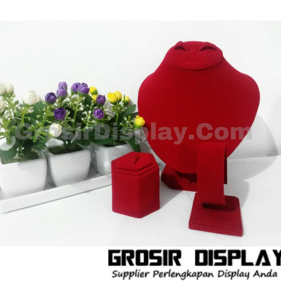 Tempat Perhiasan Kalung Gelang Cincin Bludru Merah Display Seserahan Kotak Aksesoris Mas Kawin Mahar