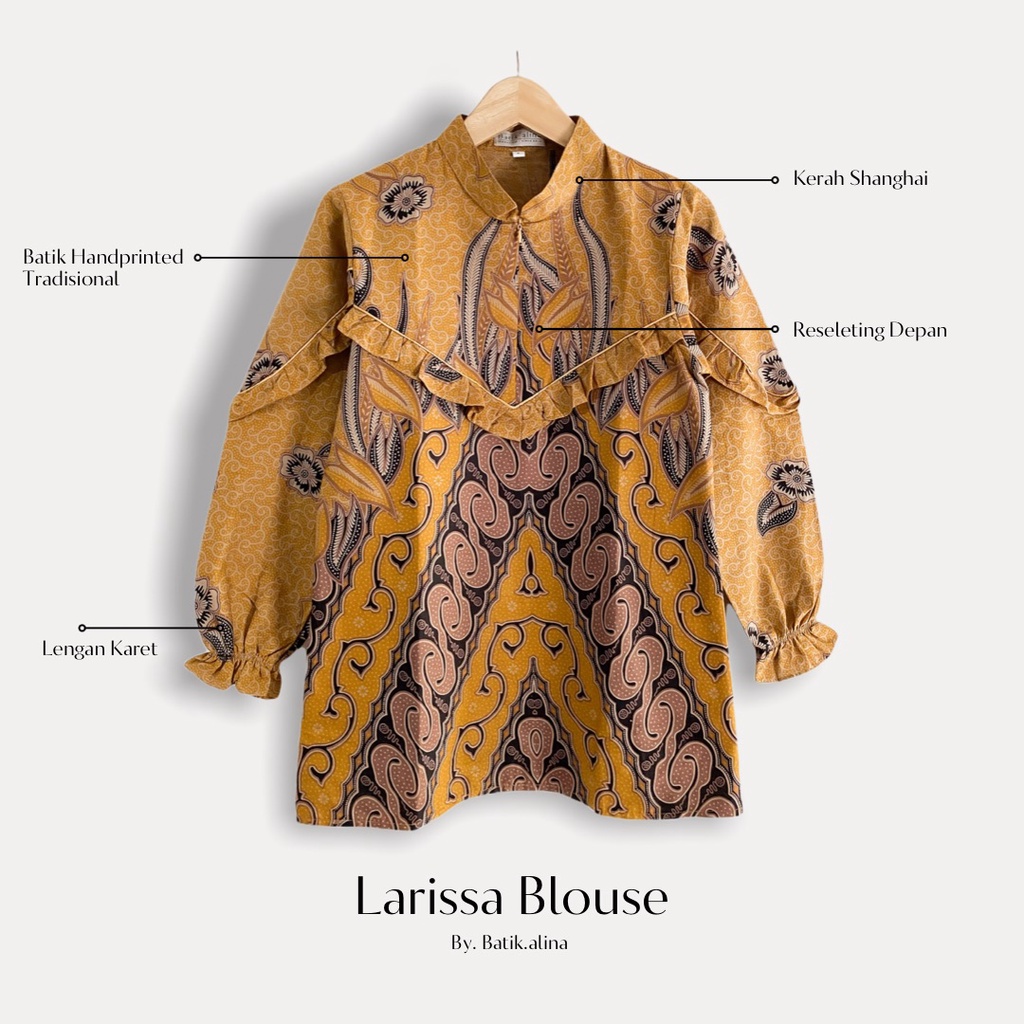 Batik Alina Larissa Blouse Baju Batik Wanita Modern S M L XL XXL Atasan Batik Modern Batik Kerja