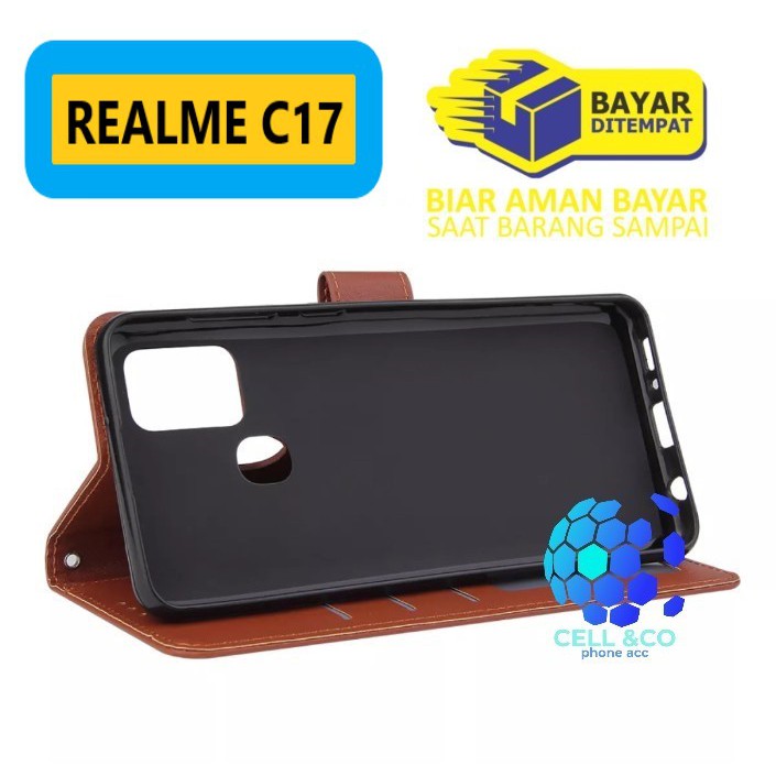 Flip cover REALME C17 Flip case buka tutup kesing hp casing flip case Premium leather wallet