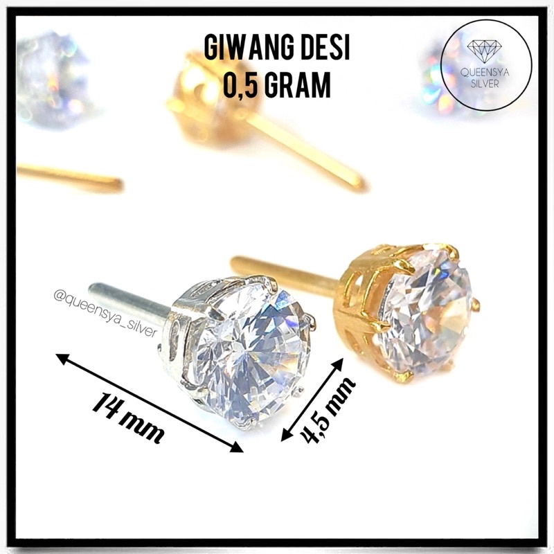 Anting Perak Asli Silver 925 || Bukan TITANIUM / XUPING || Lapis Mas Putih Kuning 18K 24K || Anting Giwang Tusuk model DESI