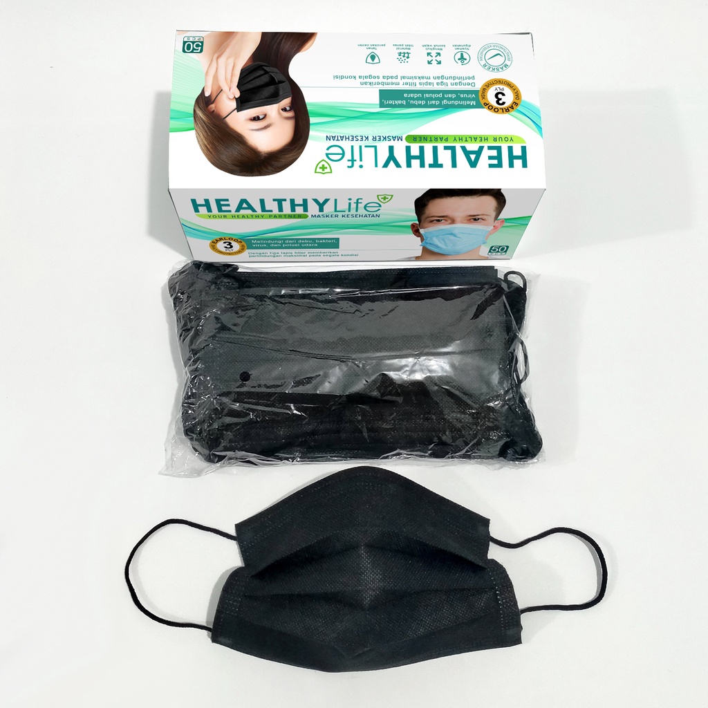 Healthylife Masker 3ply isi 50 Mask 3ply 50pcs/box