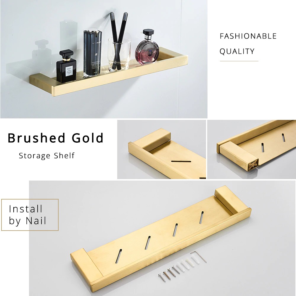 Brushed Gold Bathroom Accessories Set 304 Stainless Steel Toilet Paper Holder Toilet Brush Holder Shopee Indonesia