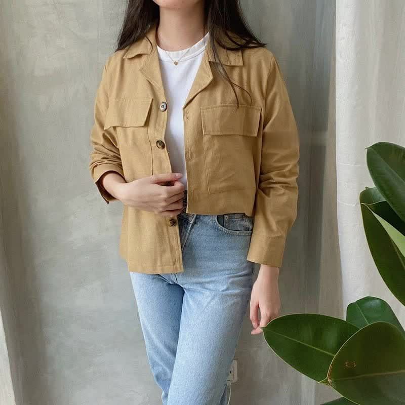 BEFAST - ZFS OOTD Wanita Jaket CATLY / CLARYN OUTER LINEN / Jaket Wanita / Pakaian Wanita Lengan Panjang / Outer Kekiniaan Remaja Wanita / Outfit Trendy / Jaket Polos Casual / Jaket Best Seller