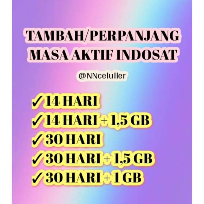 Tambah / Perpanjang Masa Aktif Indosat 3bulan 6bulan 1 TAHUN