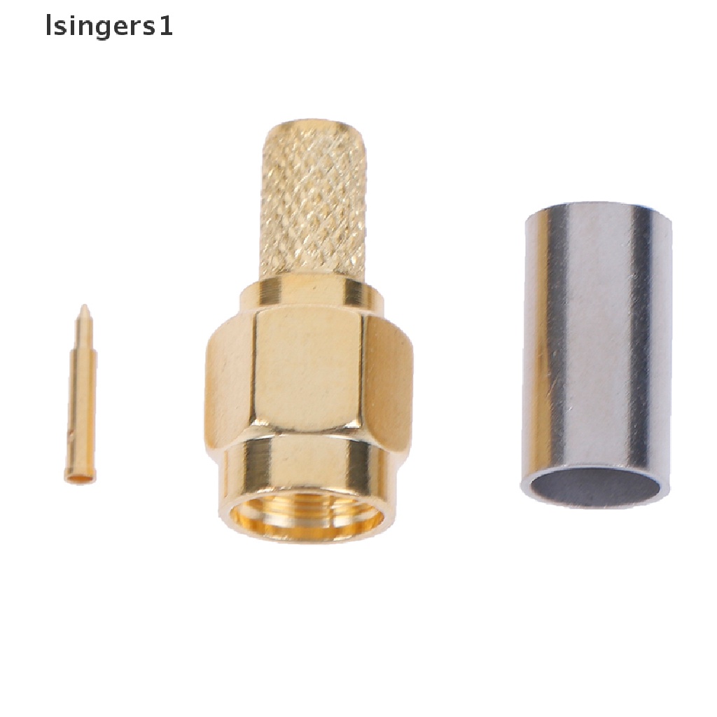 (lsingers1) 5pcs Konektor crimp rf coaxial sma male plug Untuk rg58 rg142 rg400 lmr195