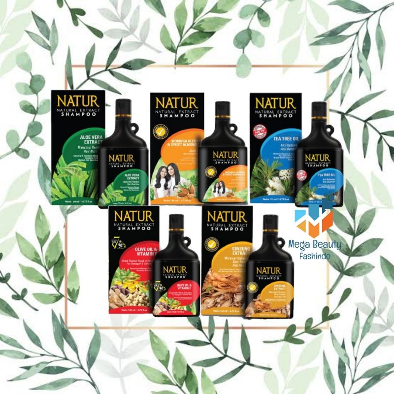 Natur Shampo 80ML -  140ML - 270ML - Natur Shampoo Ginseng - Aloevera - Moringa - Anti Dandruff
