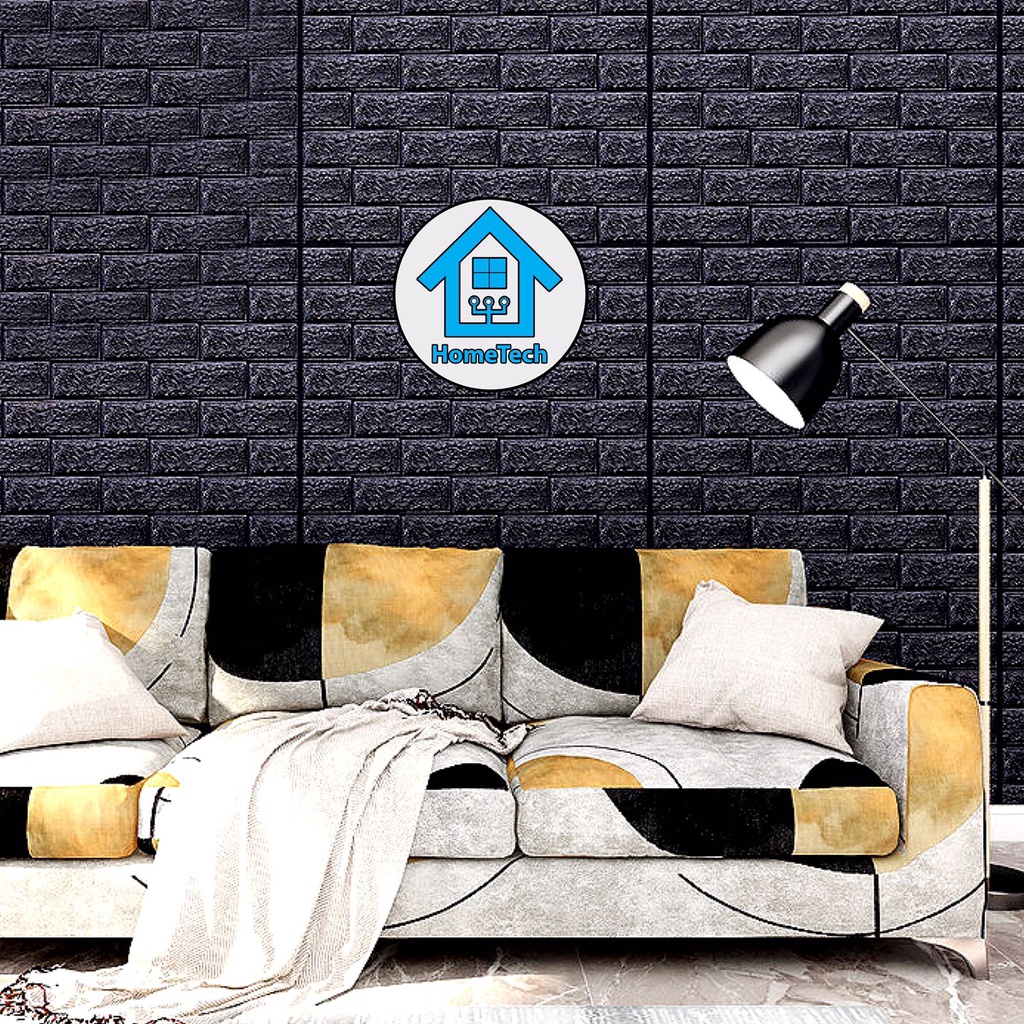 HT Wallpaper Sticker Foam Bata 3D Hitam Premium Wall Paper Stiker Dinding-3