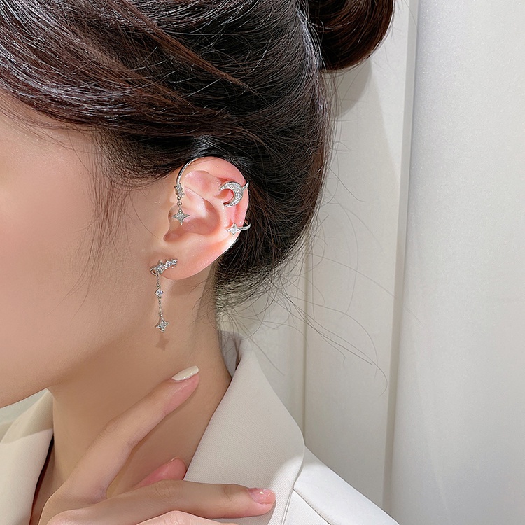 Anting Klip Tanpa Tindik Bentuk Bulan Sabit Gaya Korea Untuk Wanita
