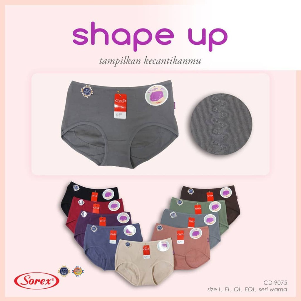 12pcs CD Sorex 9075 Shape Up | Celana Dalam Sorex Wanita Dewasa | Open Sorex Lusinan Grosir