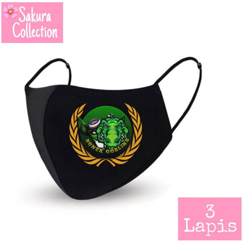 Masker Kain 3 Lapis 3 Ply Scuba Hijab Logo Persebaya Fans