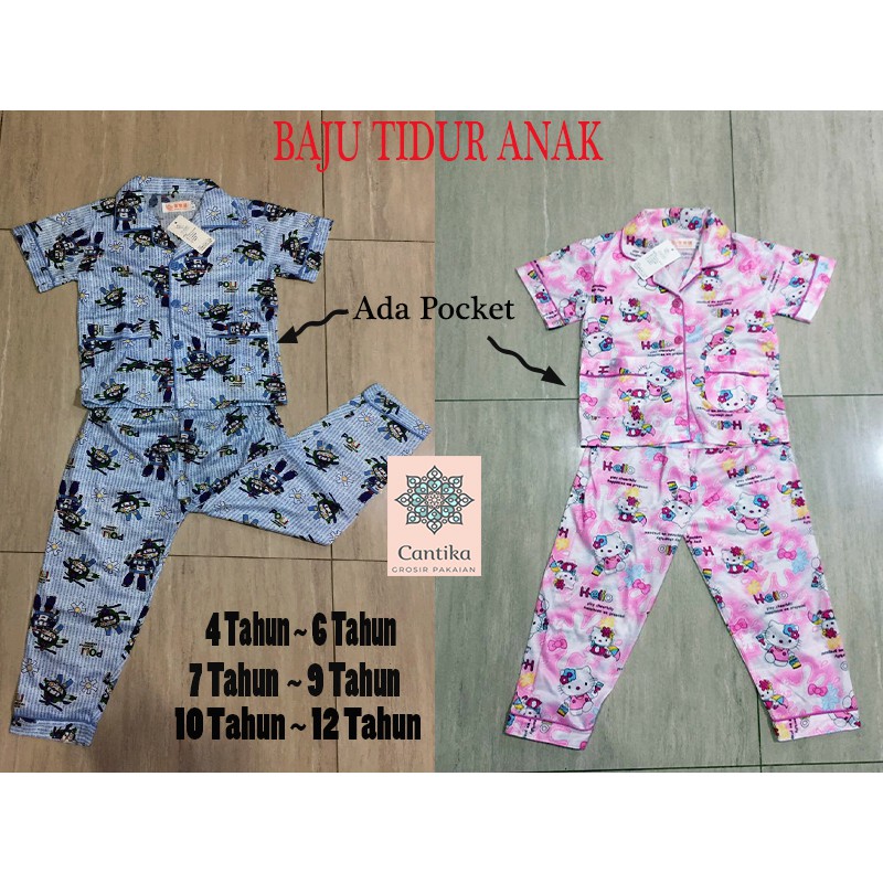 Piyama Katun 4 12 Tahun MOTIF Kartun  Baju  Tidur  