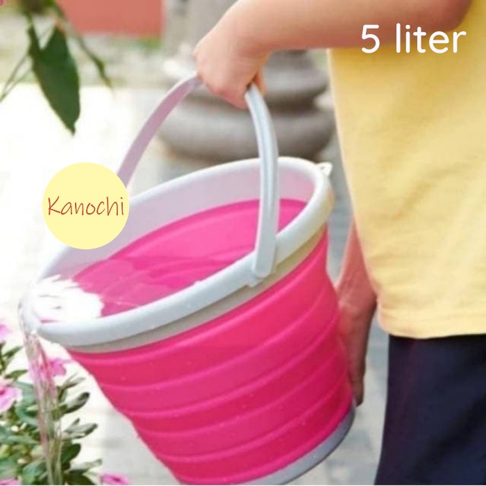 Baskom Ember Lipat 5L Lipet Silikon Portable Bucket Camping Mancing