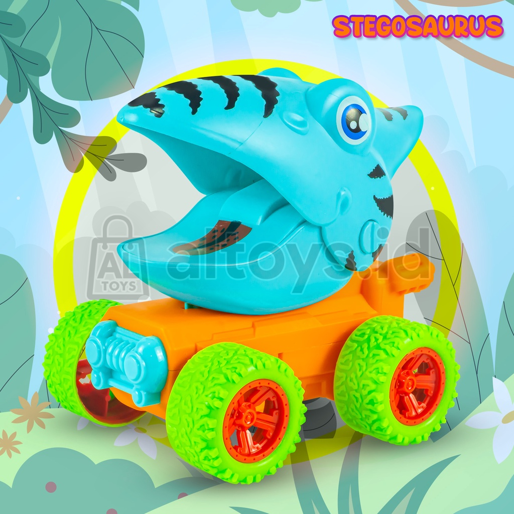 Mainan Mobil Dinosaurus Berjalan Cars Series Press Pull Triceratop / Stegossaurus / Tyrannosaurus YI33