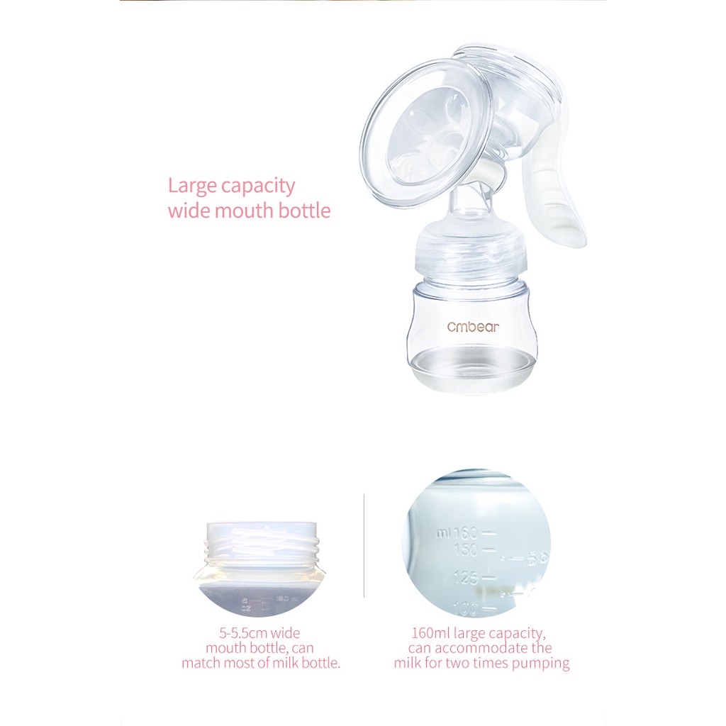 Cmbear Portable Pompa ASI Manual Breast Pump Double Botol BPA Free ZRX-0509