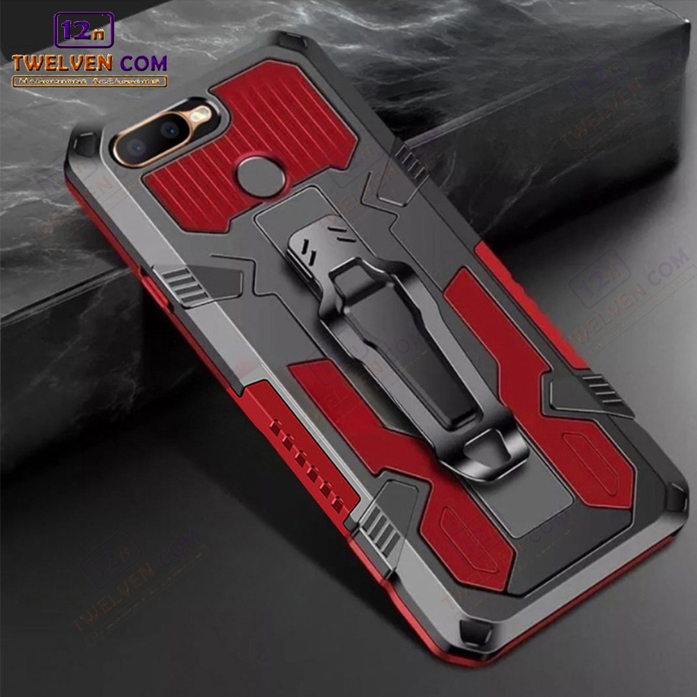 Case Shockproof Oppo F9 / F9 Pro Armor Hardcase Stand Clip