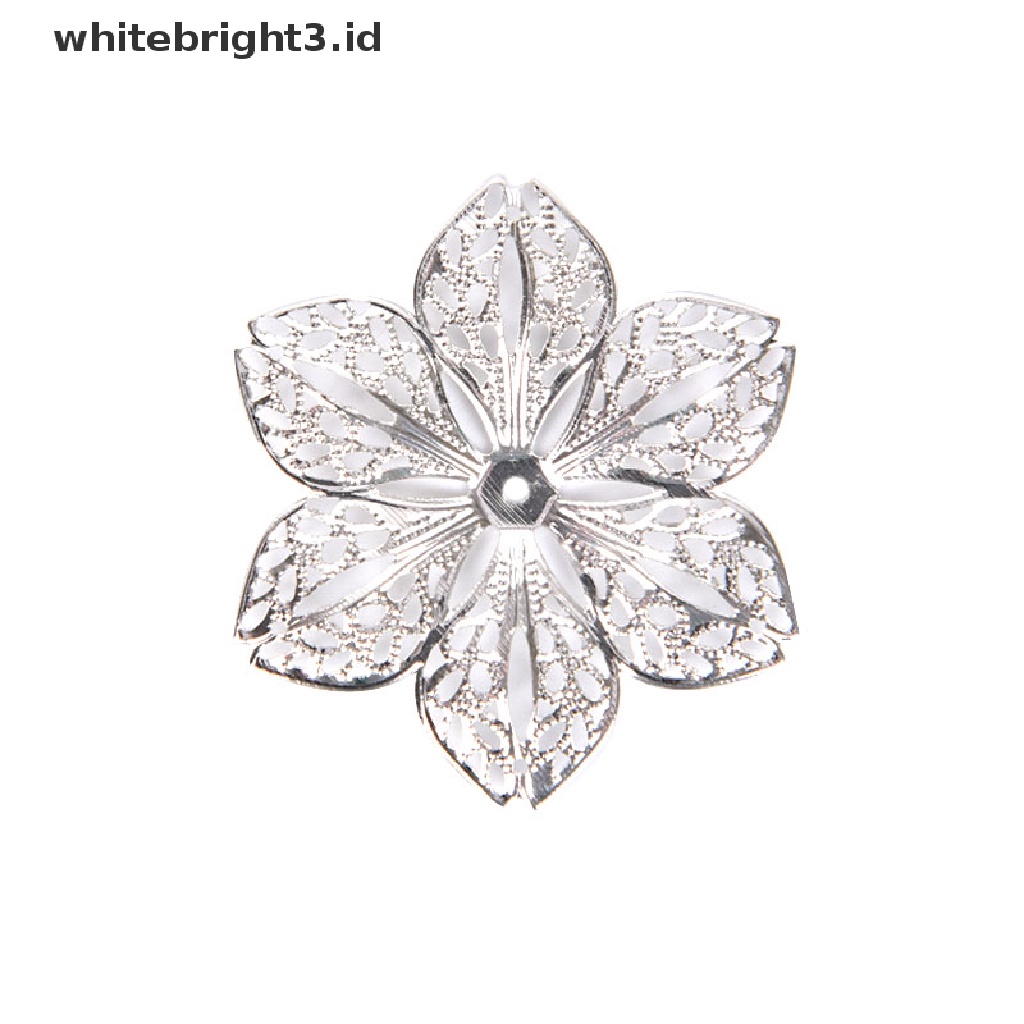 (whitebright3.id) 50pcs / Set Konektor Liontin Bentuk Bunga Filigree Untuk Kerajinan Tangan DIY