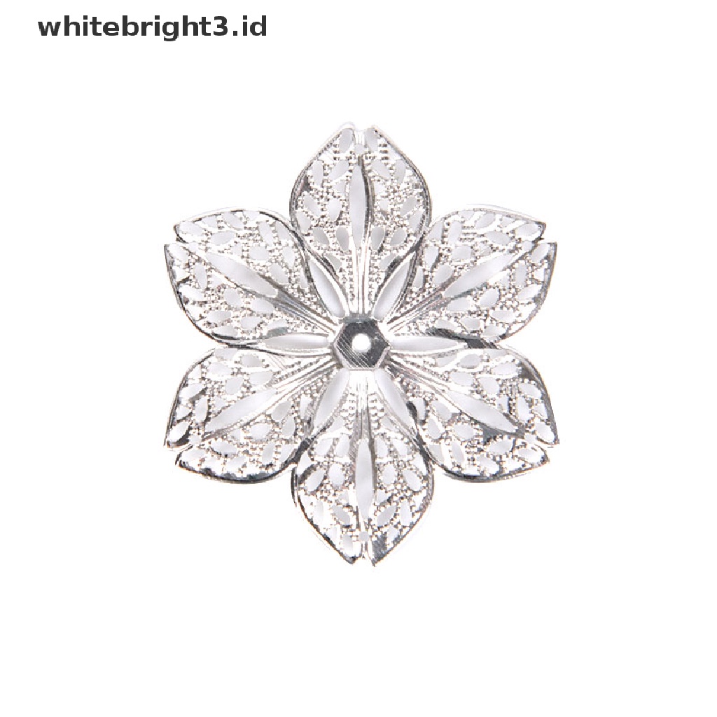 (whitebright3.id) 50pcs / Set Konektor Liontin Bentuk Bunga Filigree Untuk Kerajinan Tangan DIY