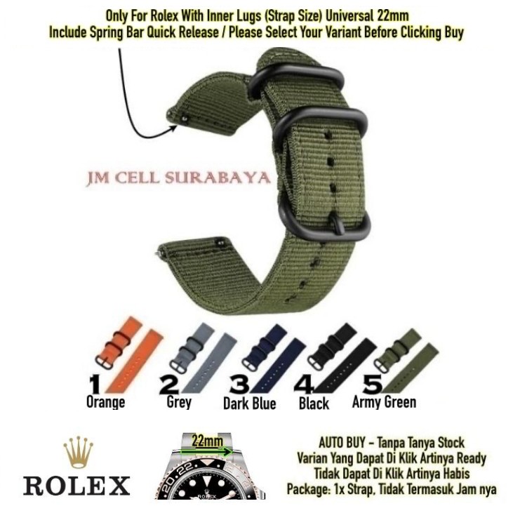 Tali Jam Watch Strap ROLEX Universal Size 22mm - Nylon Stitching