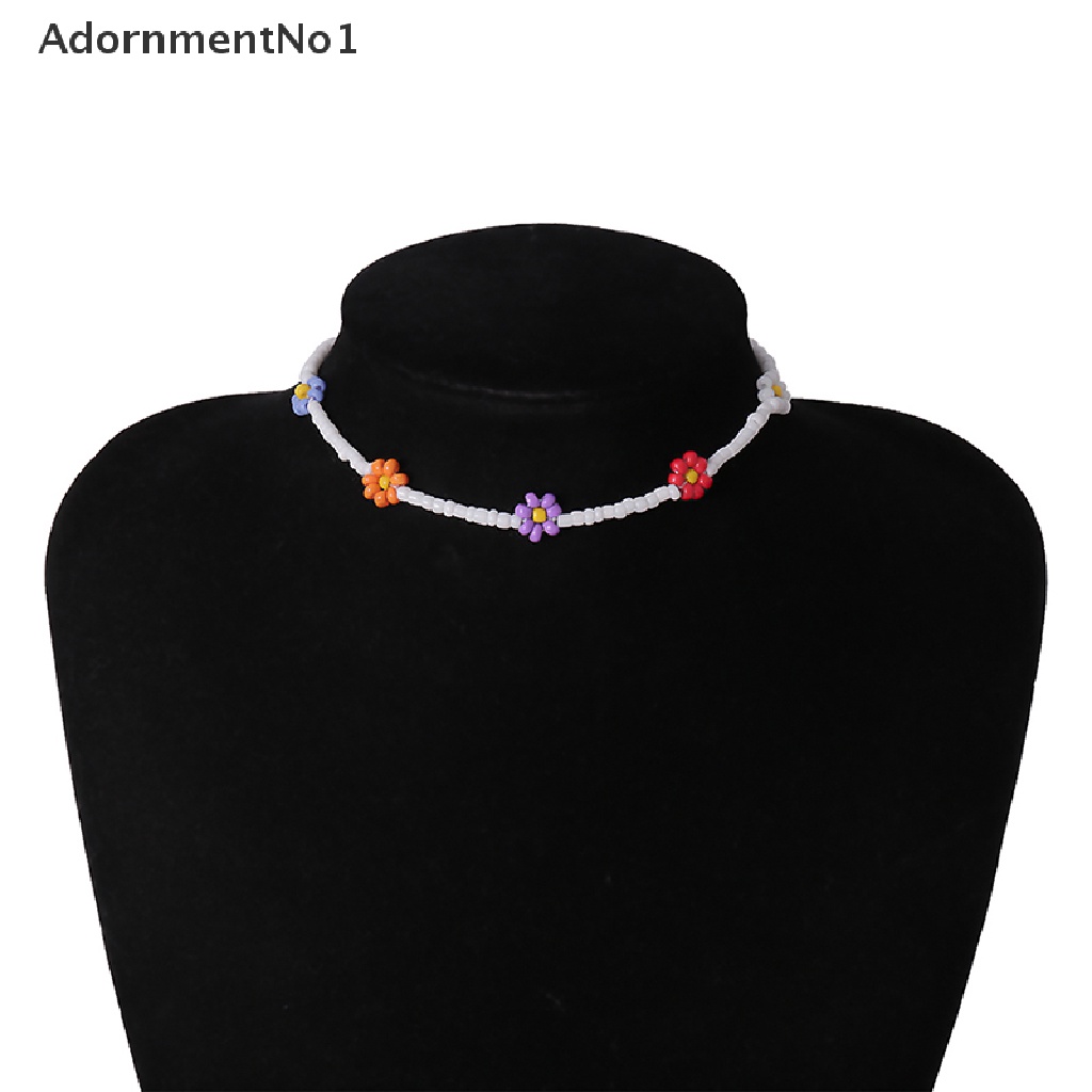 (AdornmentNo1) Kalung Choker Handmade Gaya Bohemia Motif Bunga Aster Aksen Manik-Manik Untuk Perhiasan Wanita