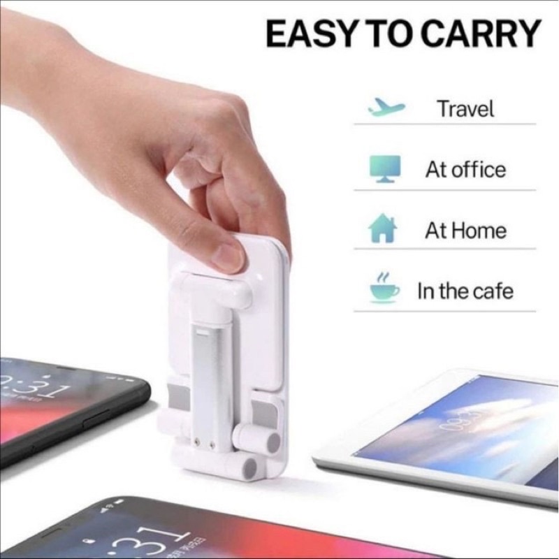 FOLDING DESKTOP PHONE STAND UNIVERSAL/ PHONE HOLDER STANDING HP LIPAT LIFTABLE FOLDABLE/HANDPHONE/TABLET/GADGET STAND