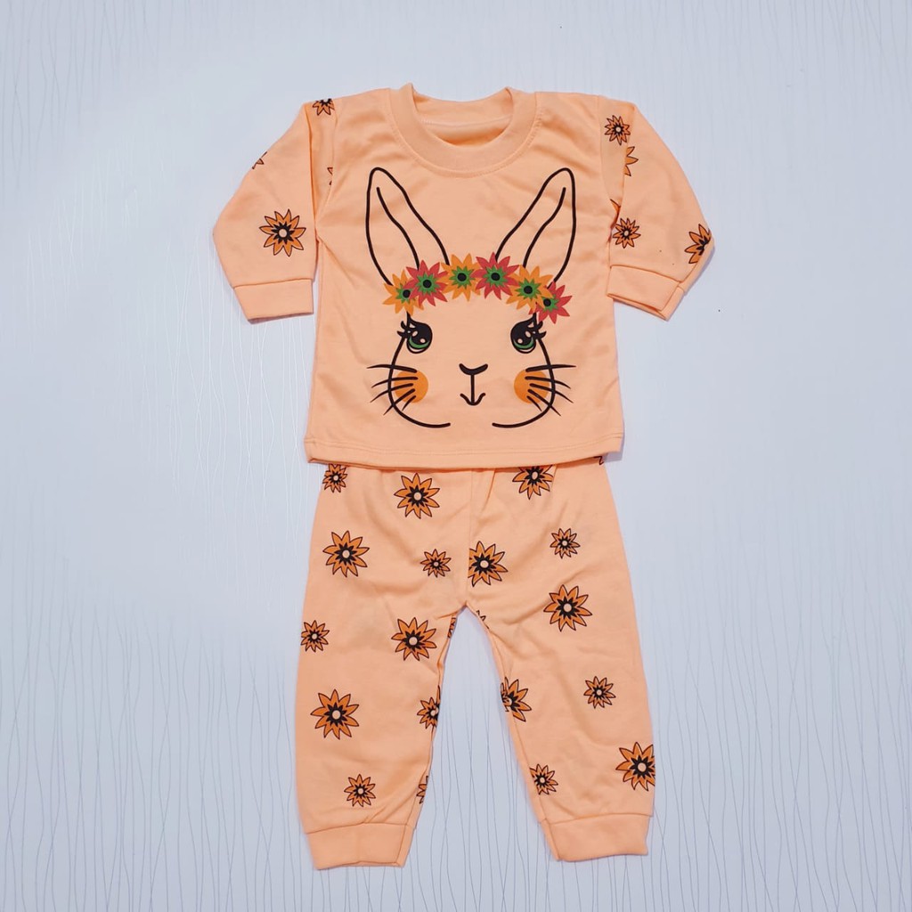 COD setelan piyama anak perempuan bunny &lt; 1 tahun / baju baby / baju tidur bayi / baby alicia