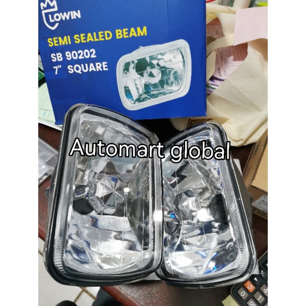 lampu depan head lamp halogen h4 segi 7 inch kristal set