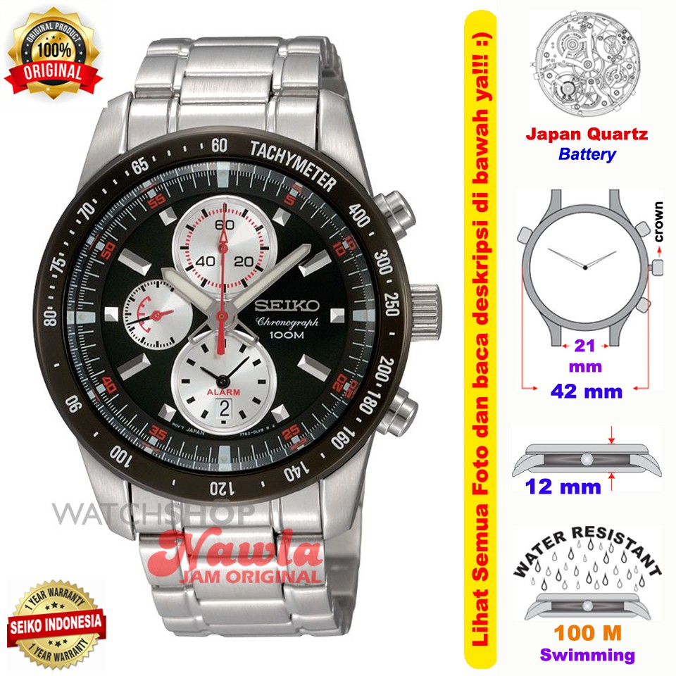 Seiko Quartz SNAD89P1 Chronograph Black Dial - Jam Tangan Pria SNAD89