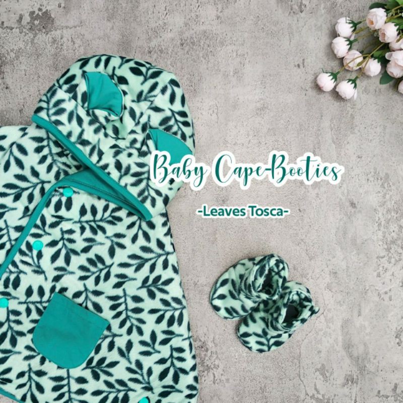 Paket kado Baby Cape Booties Babycape Cuddle Me Set Bayi Jaket Bayi Sepatu CuddleMe-Leaves Tosca