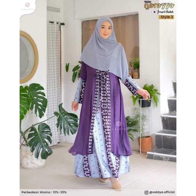 READY GAMIS DEWASA NARAYYA ORIGINAL VALDYA PEARL VIOLET STYLE 3/GAMIS DAN OUTER/GAMIS UNGU#GAMIS PRE
