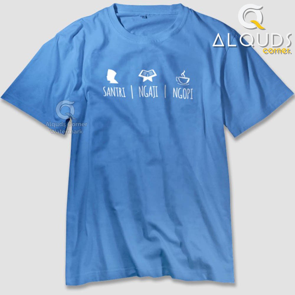 Kaos Dakwah Islami Premium SANTRI NGAJI NGOPI / Baju Distro Muslim Eksklusif / 3459-2