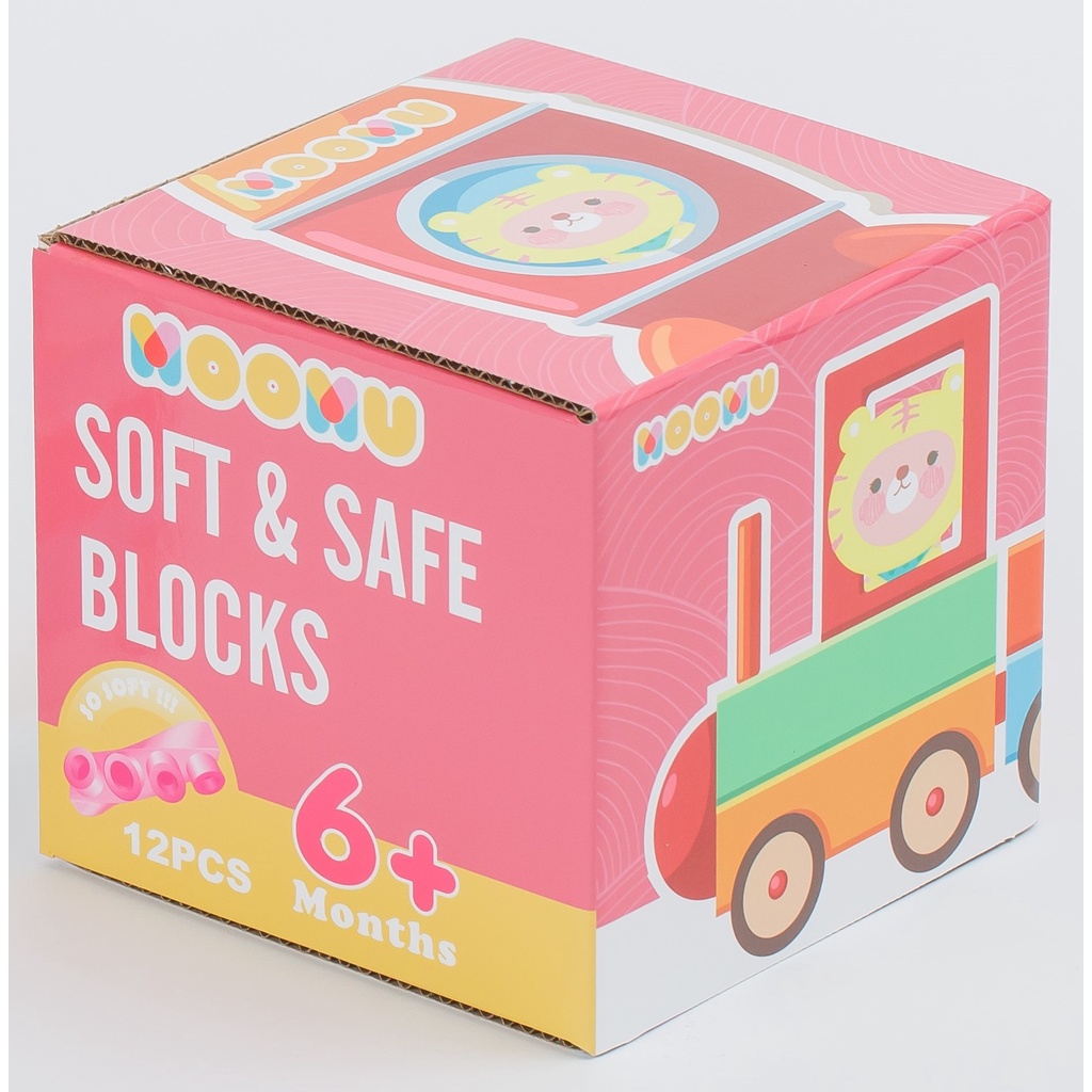 MOOMU Soft Building Block Baby Toys 12 pcs | Mainan Balok Bayi