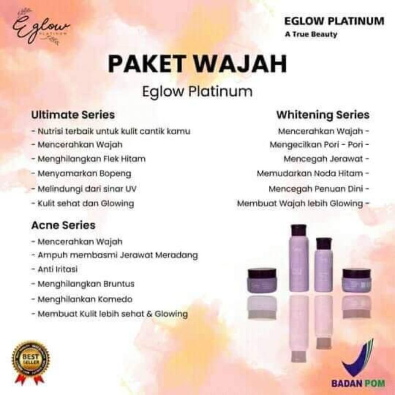 PAKET EGLOW PLATINUM WHITENING SERIES / EGLOW ULTIMATE ACNE SERIES