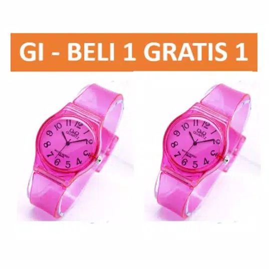 Promo Beli 1 Gratis 1 Jam Tangan Wanita QQ Jelly Transparan