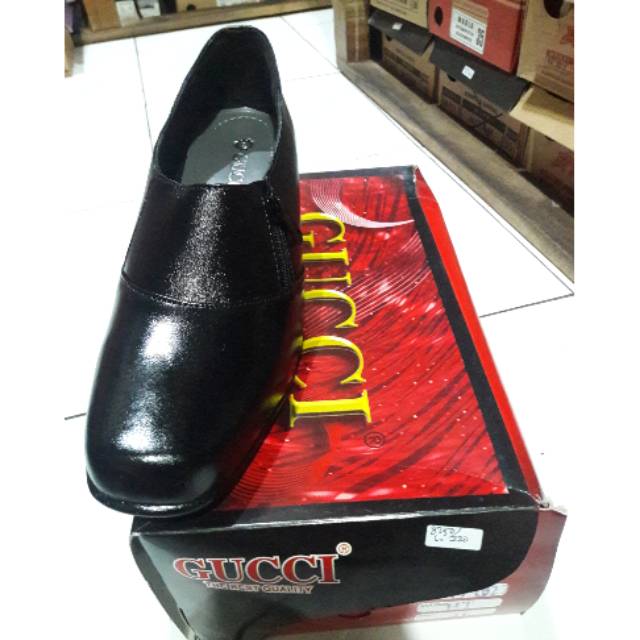 Sepatu vantopel kulit cewek gucci hak 5cm