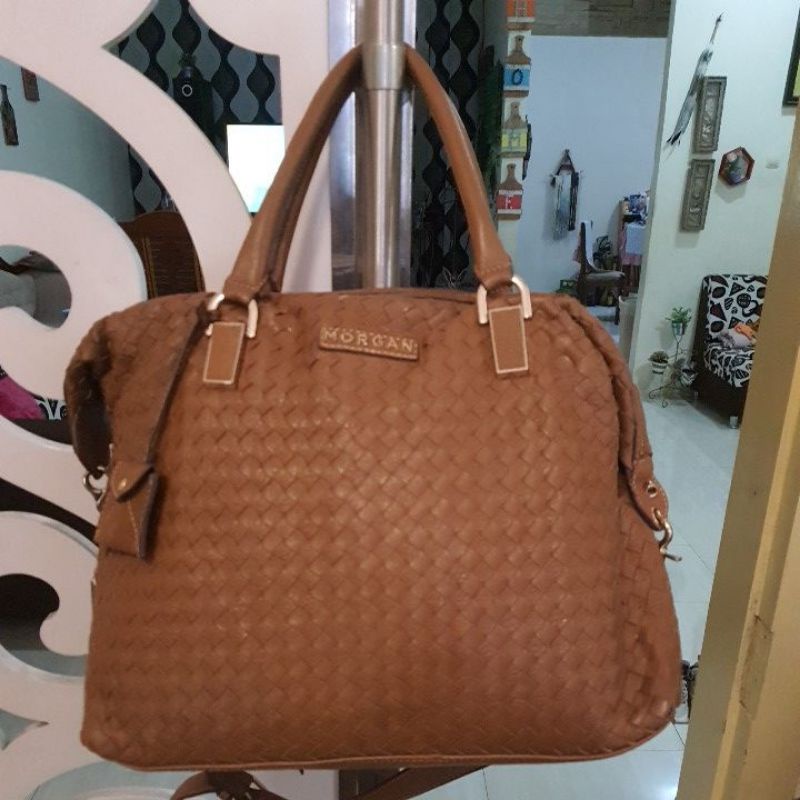 tas anyam ala botega / tas tote selempang preloved brand morgan