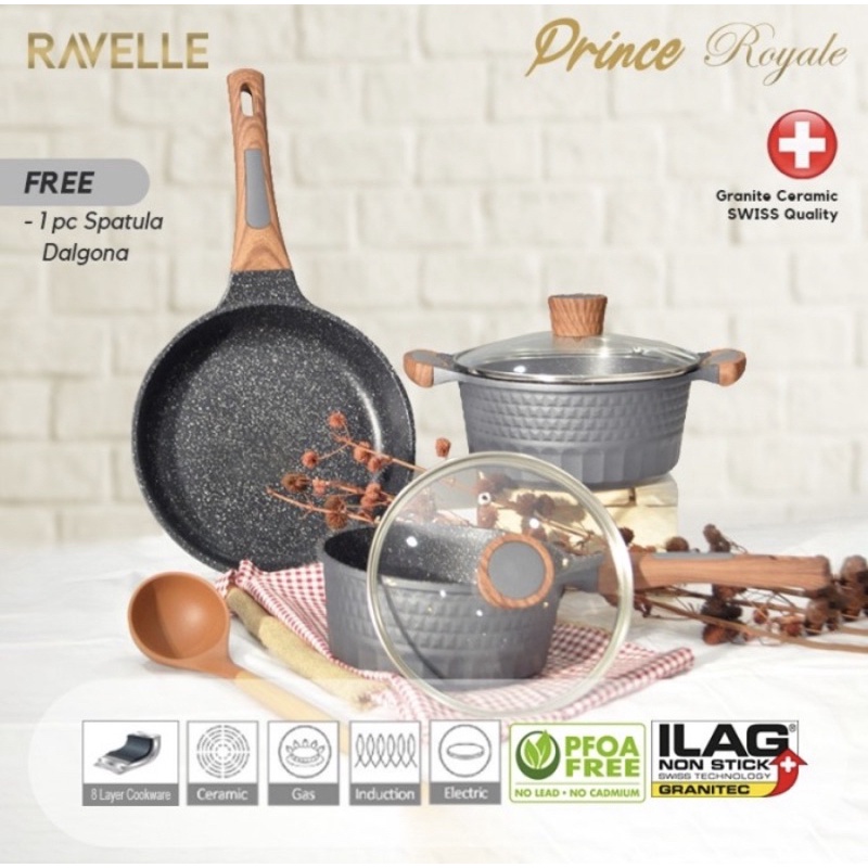 Panci Set RAVELLE PRINCE ROYALE - Cookware 1 Set - ILAG GRANITEC