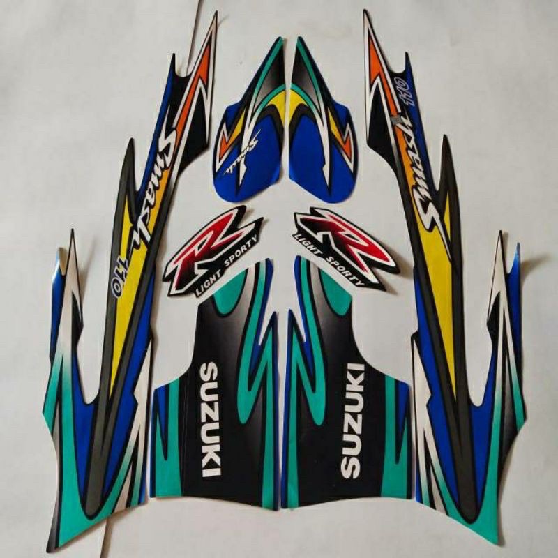 STRIPPING STICKER SUZUKI SMASH 110 R 2004 2005 WARNA HITAM BIRU