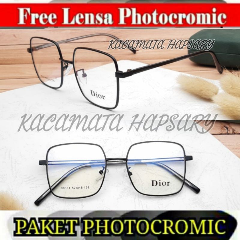 FRAME KACAMATA KOTAK WANITA 98331 ( PAKET LENSA PHOTOCROMIC ) KACAMATA MINUS / ANTI RADIASI / PLUS