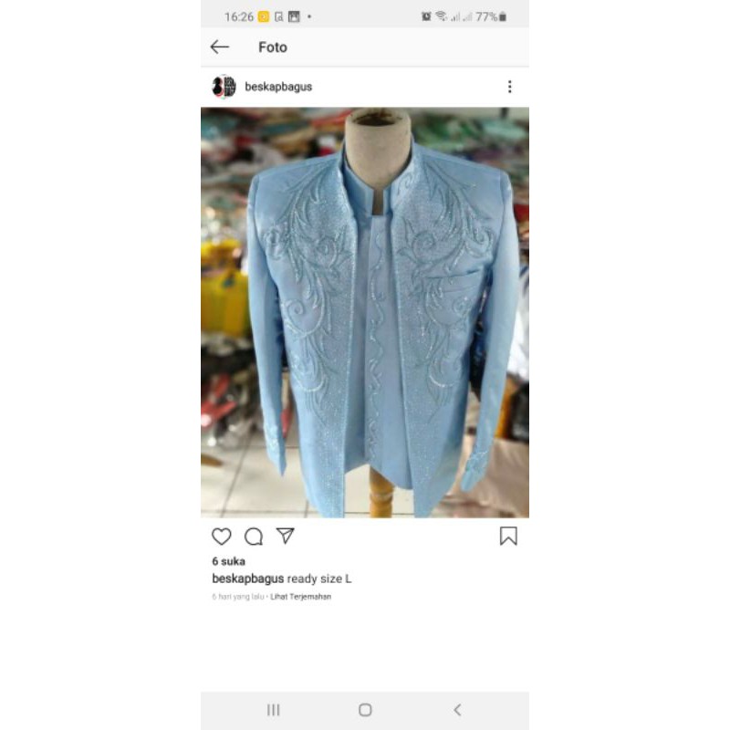 beskap pengantin biru muda